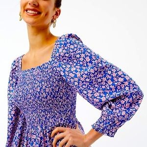 J.crew Factory petite floral smocked midi dress NWT